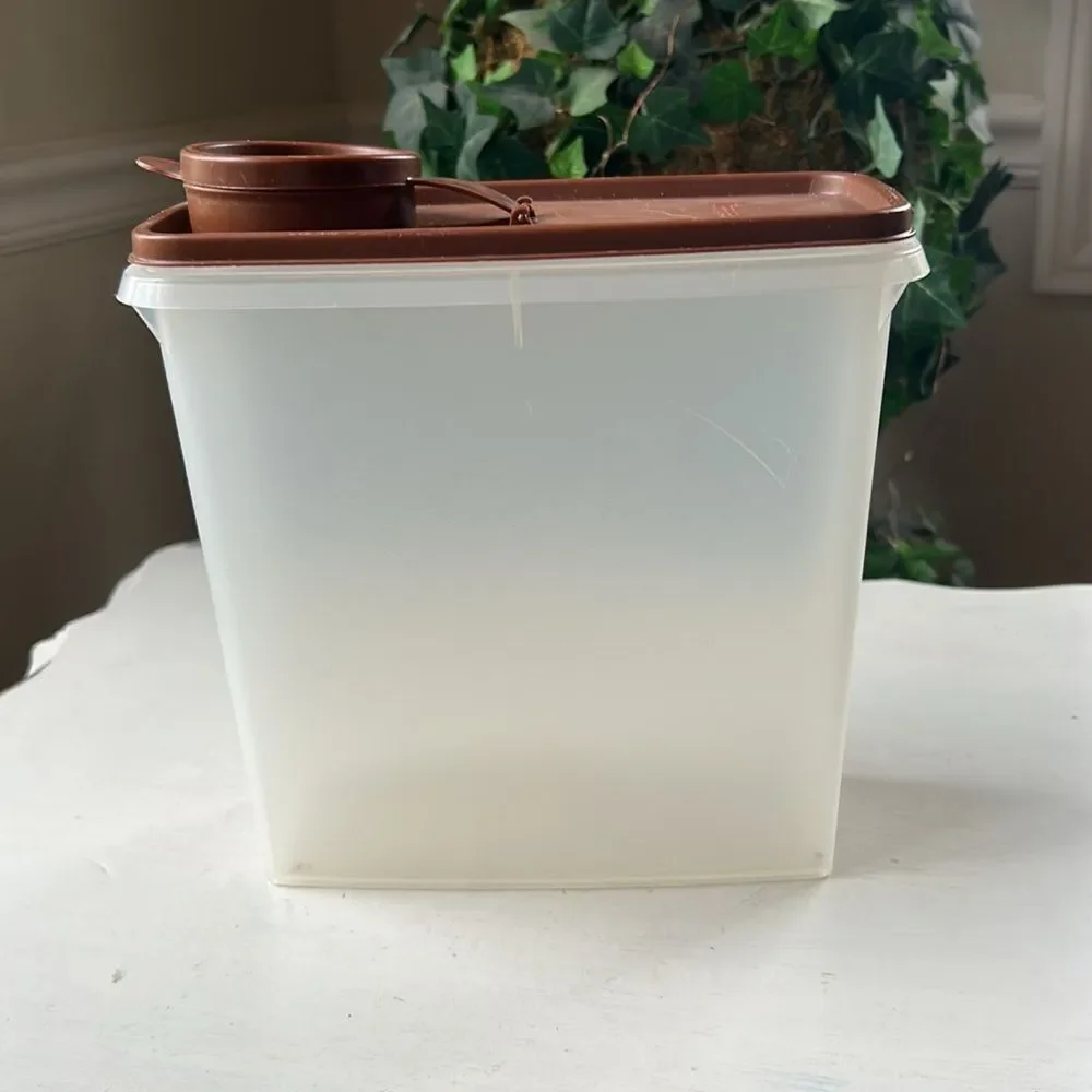 Tupperware Vintage Brown and White Storage Container
